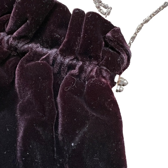 VINTAGE Purple Velvet Evening Bag Pouch Shoulder Chain Strap Witchcore - Picture 2 of 6